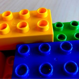 Duplo blocks primary colors available.